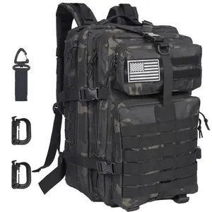 Oraynn 50L black camo tactical backpack with MOLLE