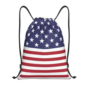 Cute USA flag drawstring bag for casual use