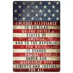 JarThenaAMCS Pledge of Allegiance metal wall sign in entryway