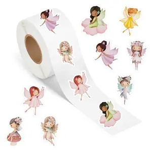 Roll of 500 cute fairy stickers with whimsical watercolor designs