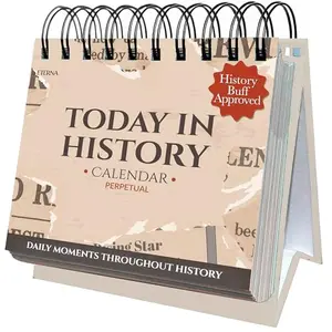 Eterna Goods perpetual history fact calendar on a teacher's desk