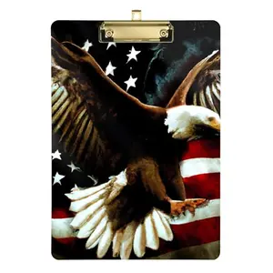 Patriotic stars and stripes design clipboard with gold clip