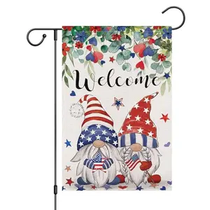 Wodison double-sided patriotic gnome garden flag with warm welcome and floral design