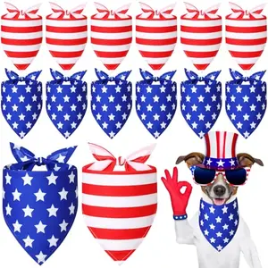 Weewooday bulk pack of 12 patriotic dog bandanas with stars and stripes