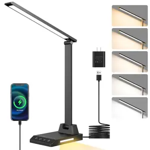 ShineTech small black desk lamp with foldable design