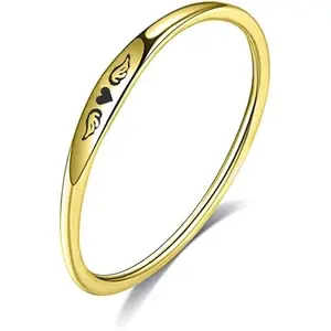 Q&D&S gold tone stackable memorial ring with heart and angel wings, affordable sympathy gift