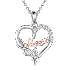 Sweet 16 minimalist sterling silver infinity heart necklace