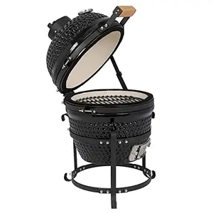 ROVSUN 13-inch black ceramic kamado grill on stand