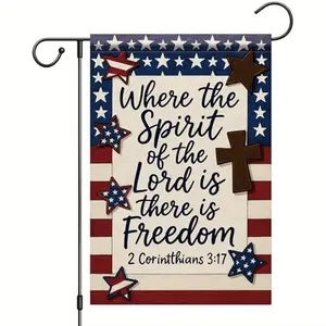 Saoplasa Christian patriotic garden flag with Bible verse 2 Corinthians 3:17 double-sided polyester 12x18 inch