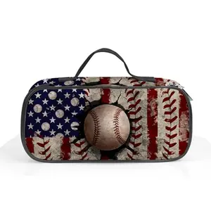 ROVOZAR American flag baseball pen case with zippered compartments