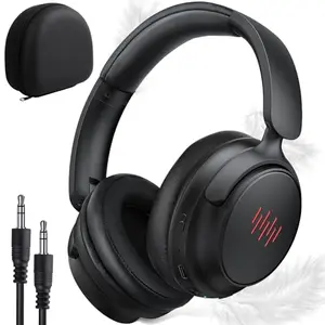 ASKUBSKU active noise cancelling headphones with carrying case in black