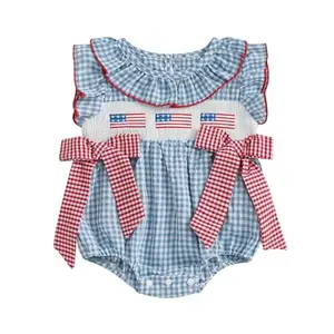 Yhilee Praise baby girl 4th of July bubble romper