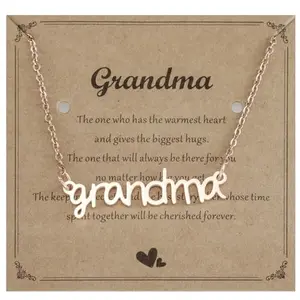 Silver-toned bar pendant engraved 'Best Grandma Ever' on a fine chain