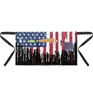 Yatixapu half waist apron with three pockets and American flag print