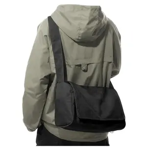 Black VENATIN canvas messenger bag with adjustable shoulder strap