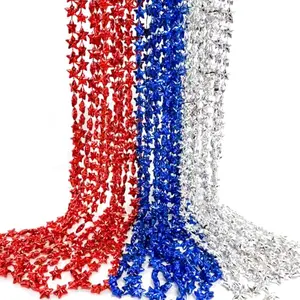 Tedercle 18 pack of red white blue star-shaped bead necklaces
