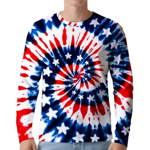 Mens tie dye American flag rash guard for surfing