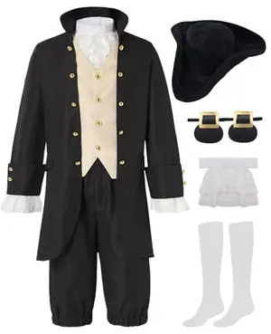 aicoaub colonial costume with shoe decorations and lace collar