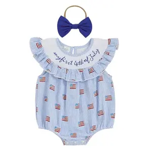 Rarjuiey my first 4th of July bubble romper