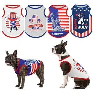LyssKMK 4-pack patriotic dog tank tops for 4th of July