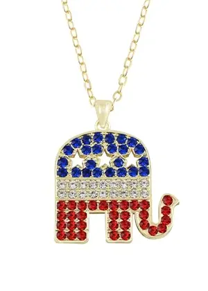 Alilang American flag elephant and Lincoln Memorial pendant necklace