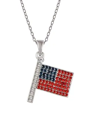 Round pendant featuring Lincoln Memorial and GOP elephant in red, white, and blue rhinestones on a chain