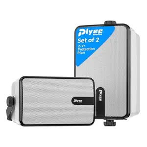 Plyee Audio MZ-632 outdoor bluetooth speakers mounted on a porch