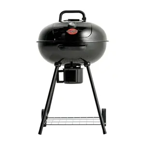 Char-Griller 22-inch Kettle Charcoal Grill and Smoker, black, with EasyDump ash pan