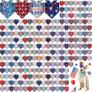 Geyoga bulk pack of 240 patriotic dog bandanas with various 4th of July patterns