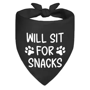 Will Sit for Snacks funny dog bandana on a dog