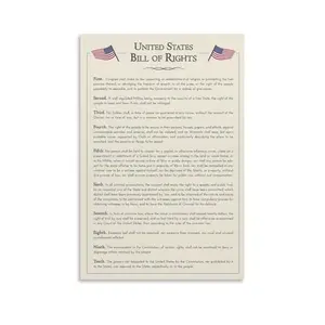 CZOURPVU canvas poster featuring the Constitution and Bill of Rights, unframed