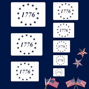 MGDJCK eight-size 1776 stencil set on wood background