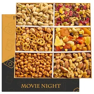Luxurious Treats movie night gift basket with nuts and dried fruit mix