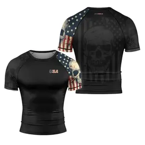 RASHNINJA short sleeve American flag patriotic rash guard for BJJ