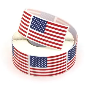 250 count Masper vinyl American flag stickers on a sheet with bold red white blue design