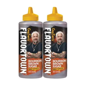 Guy Fieri's Flavortown Bourbon Brown Sugar BBQ Sauce glazing grilled chicken wings
