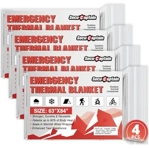 SecuCaptain 4-Pack Oversized Emergency Blankets