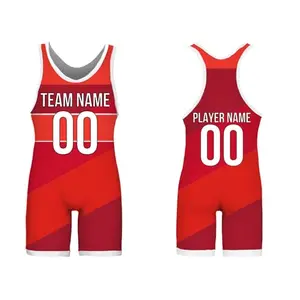 SGS Sports Gear custom white and red wrestling singlet
