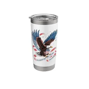 20oz white stainless steel insulated tumbler with patriotic design