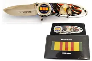 Sigma Impex Vietnam War commemorative pocket knife with eagle and flag handle