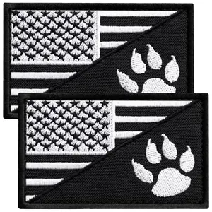 Bluyellow black and white American flag dog patches