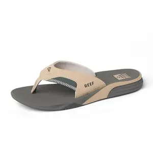 Reef Men's Cushion Fanning flip flop in tan/grey