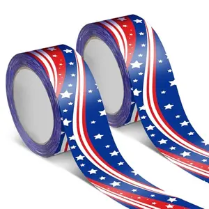 Two rolls of AmazingSpark American flag pattern packing tape, 218 yards total