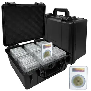 MiKiJoy4U black plastic case with foam insert and handle for 48 graded coin slabs