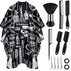 Barber cape set with brush, combs, and clips