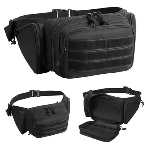 Chardime Tactical Fanny Pack military style black for hiking and outdoor