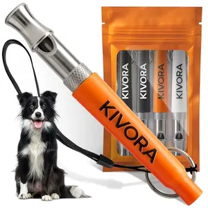 KIVORA 4 pack dog whistles in orange, black, white