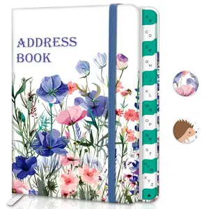 BLESWIN address book with flower cover and alphabetical tabs