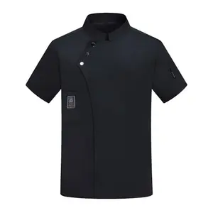 Black chef coat with full mesh back and stand collar