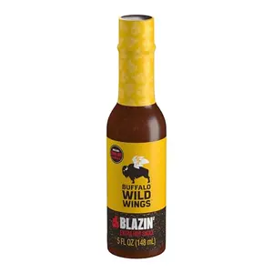 Small bottle of Buffalo Wild Wings Blazin' Hot Sauce with scorpion pepper